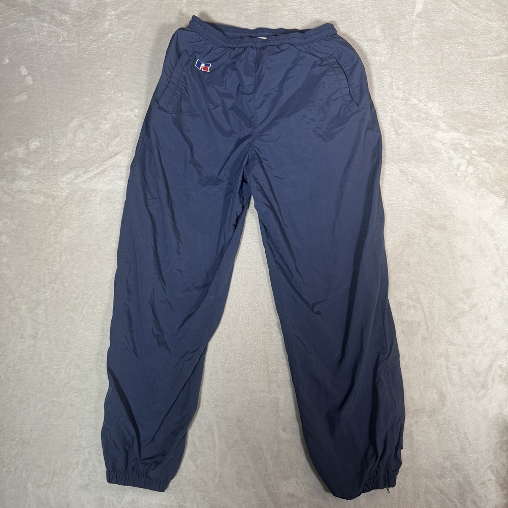 Russell Athletic Men’s M Navy Nylon Windbreaker Track Pants Vintage USA Logo
